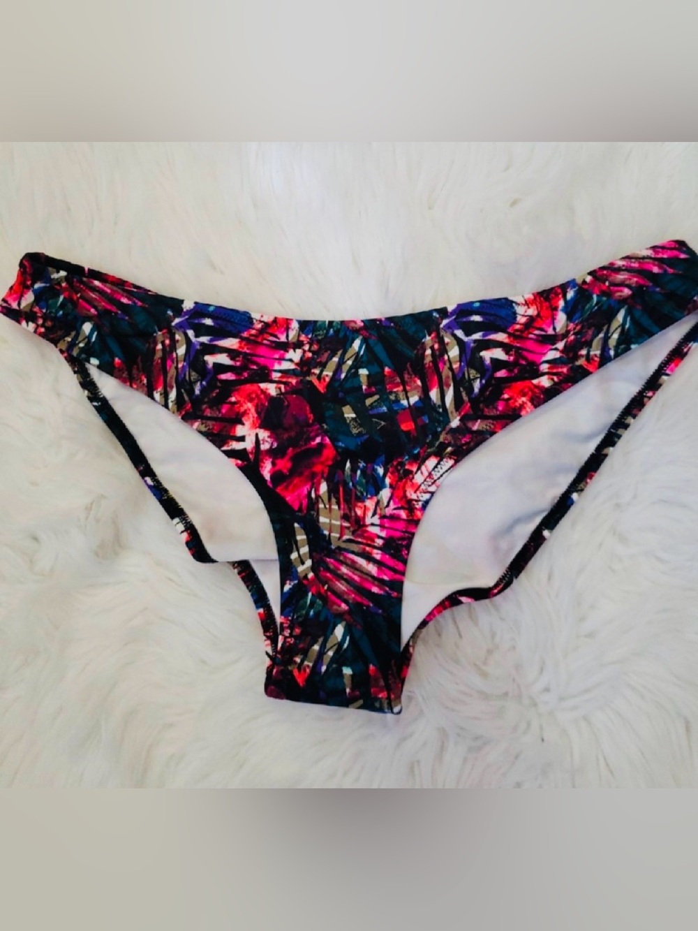 PINK Victoria's Secret Tropical Print Bikini Bottom in Pink & Blue
